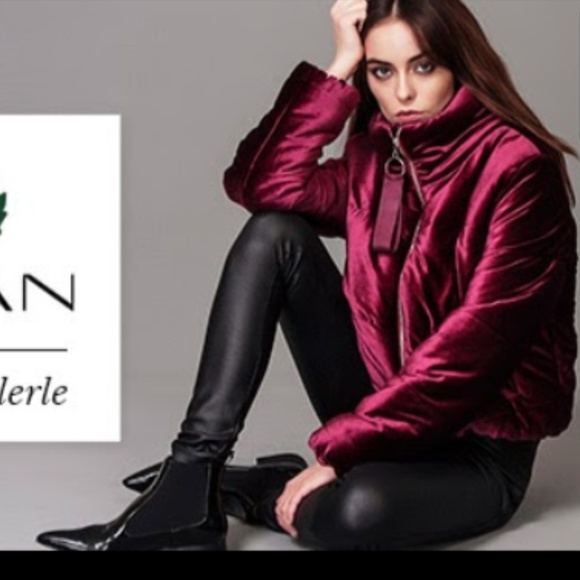 Nisan Outwear Jackets & Blazers - Velvet Red/Wine puffer coat